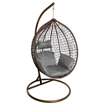 Подвесное кресло "Crocket Brown" - серая подушка