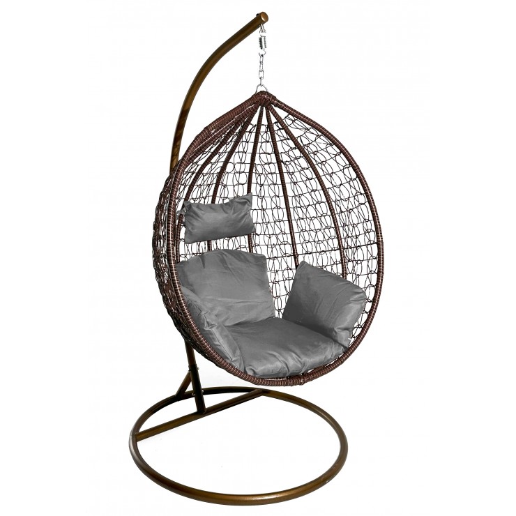 Подвесное кресло "Crocket Brown" - серая подушка