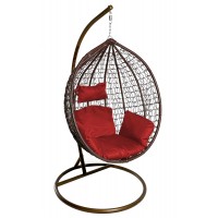 Подвесное кресло "Crocket Brown" - красная подушка
