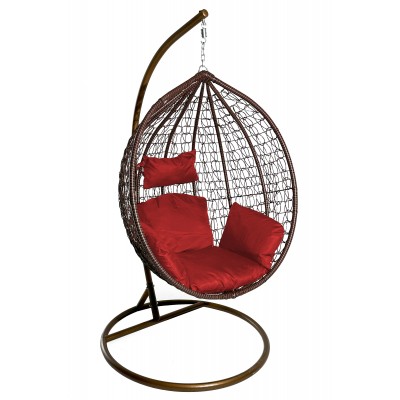 Подвесное кресло "Crocket Brown" - красная подушка