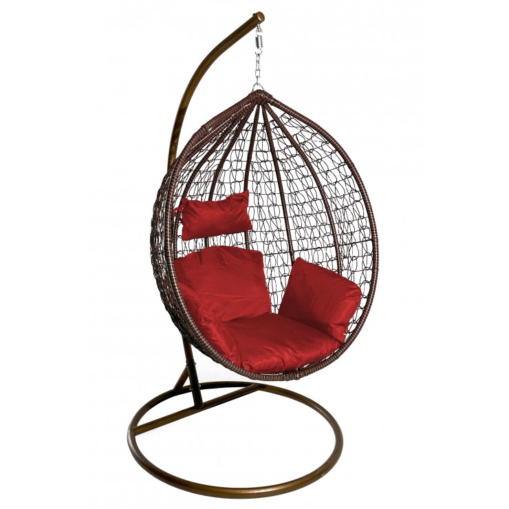 Подвесное кресло "Crocket Brown" - красная подушка