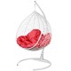Двойное подвесное кресло "Gemini" promo white - Красная подушка