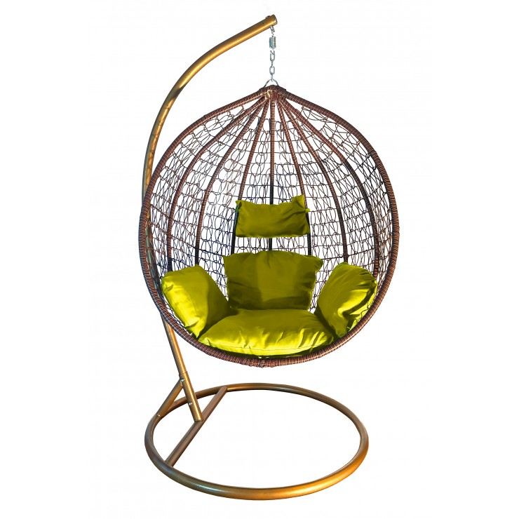 Подвесное кресло "Crocket Brown" с желтой подушкой 