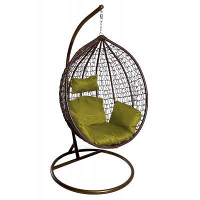 Подвесное кресло "Crocket Brown" с желтой подушкой 