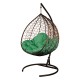 Двойное подвесное кресло "Gemini" promo brown - зеленая подушка