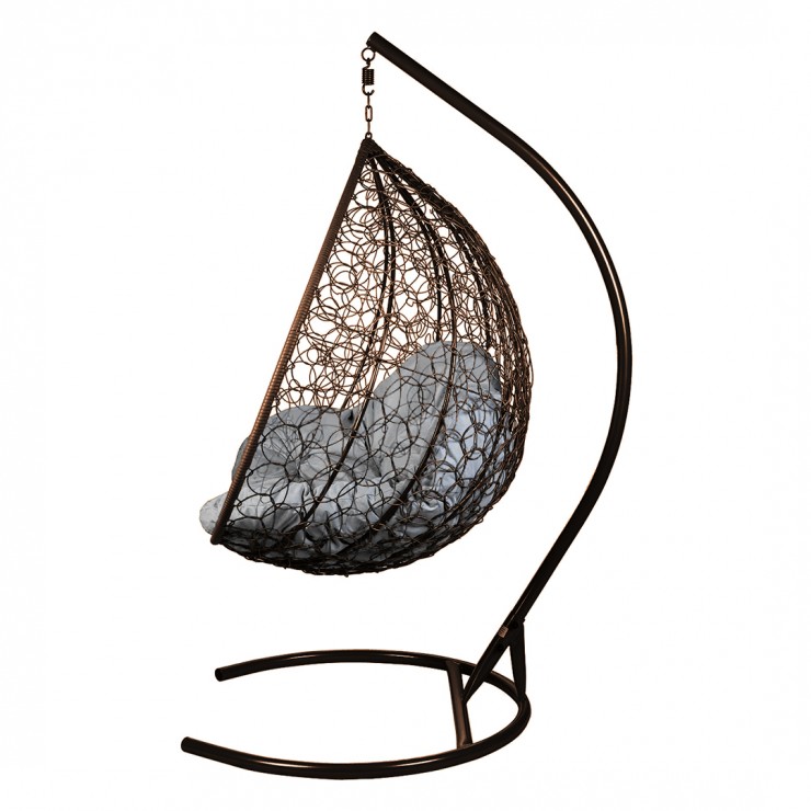 Двойное подвесное кресло "Gemini" Promo Brown - с серой подушкой