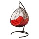 Двойное подвесное кресло "Gemini" promo brown - красная подушка