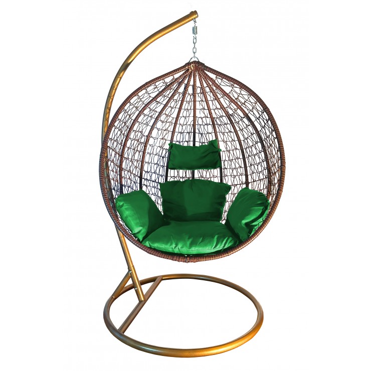 Подвесное кресло "Crocket Brown" - зеленая подушка