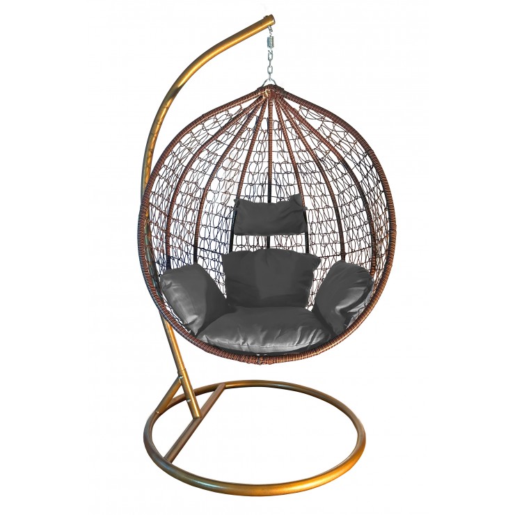 Подвесное кресло "Crocket Brown" - серая подушка