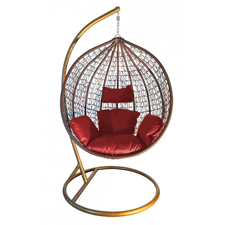 Подвесное кресло "Crocket Brown" - красная подушка