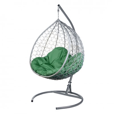 Двойное подвесное кресло "Gemini" Promo Gray - зеленая подушка