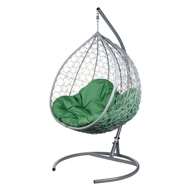 Двойное подвесное кресло "Gemini" Promo Gray - зеленая подушка