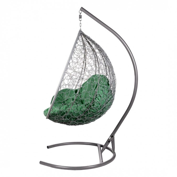 Двойное подвесное кресло "Gemini" Promo Gray - зеленая подушка