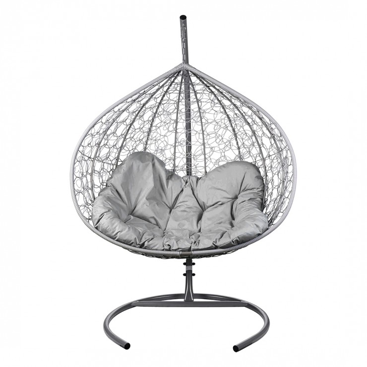 Двойное подвесное кресло "Gemini" promo gray - серая подушка