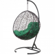 Подвесное кресло из ротанга "Kokos Black" - Зеленая подушка