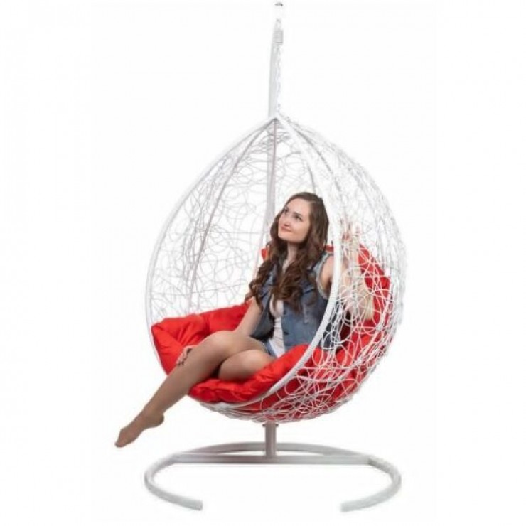 Подвесное кресло "Tropica White" - Красная подушка